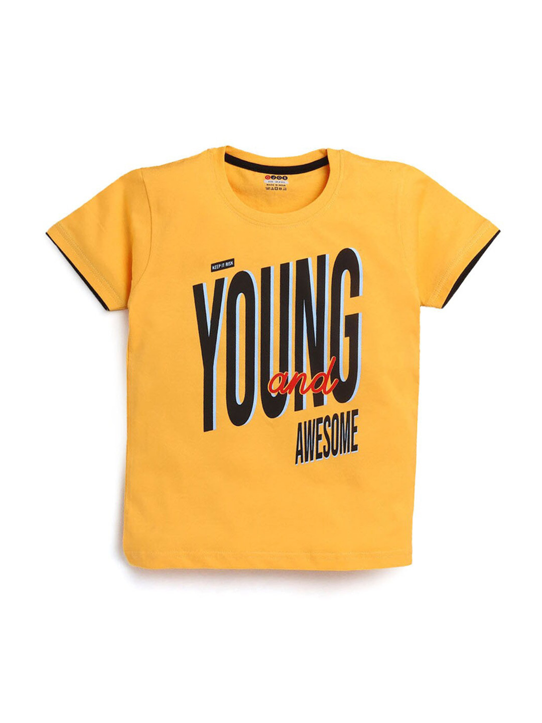 

Hopscotch Boys Yellow Typography Printed T-shirt
