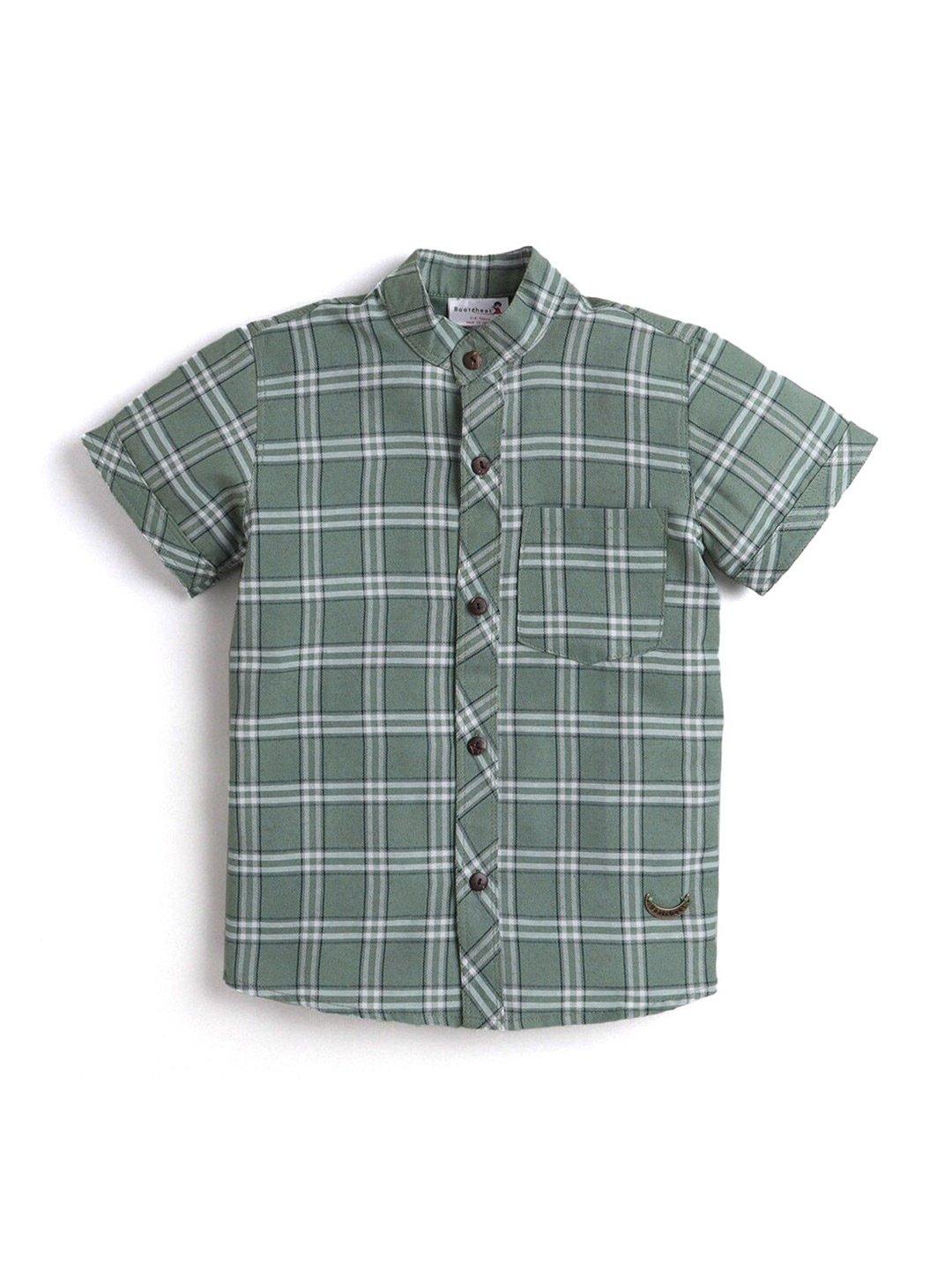 

Hopscotch Boys Green Checked Cotton Casual Shirt