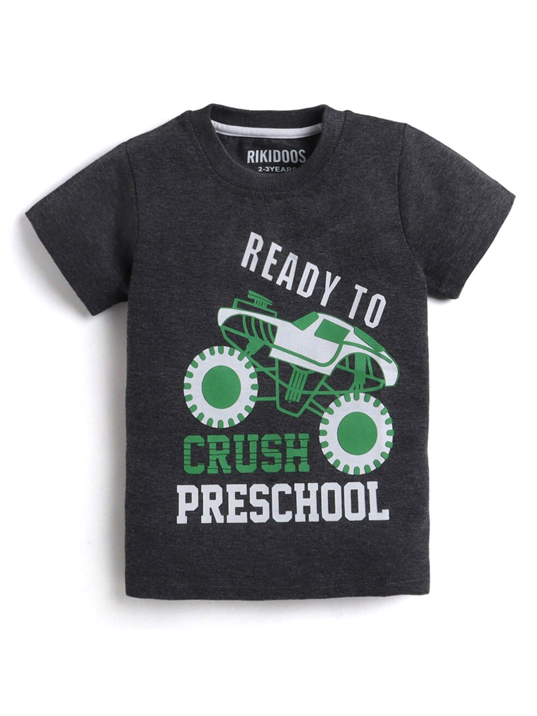 

Hopscotch Boys Grey Printed Raw Edge T-shirt