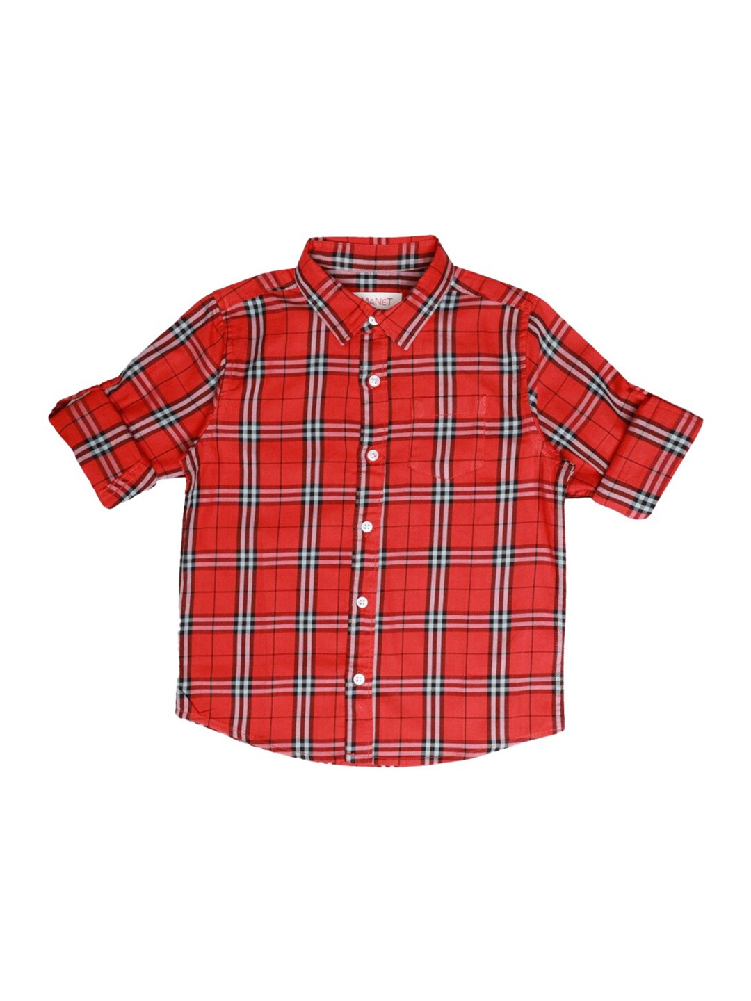 

Hopscotch Boys Red Tartan Checked Cotton Casual Shirt