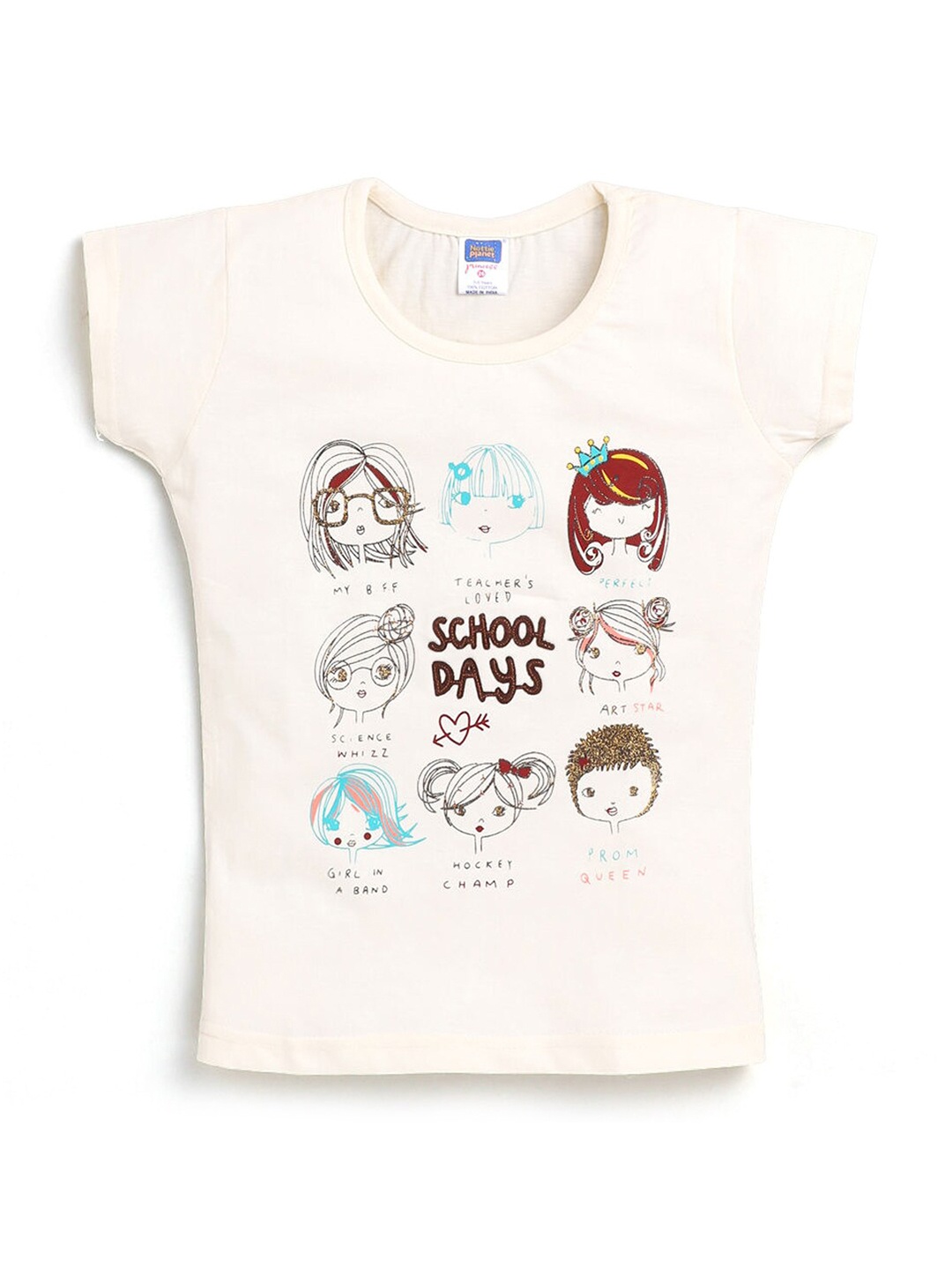 

Hopscotch Girls Yellow Printed T-shirt