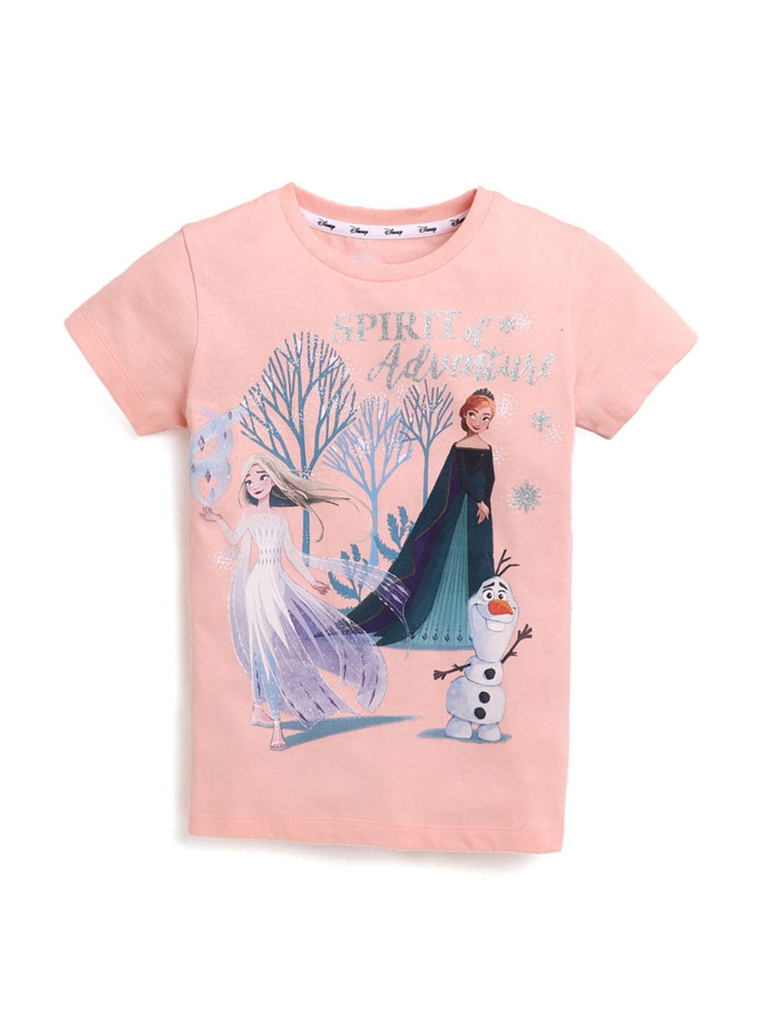 

Hopscotch Girls Pink Printed Pure Cotton T-shirt