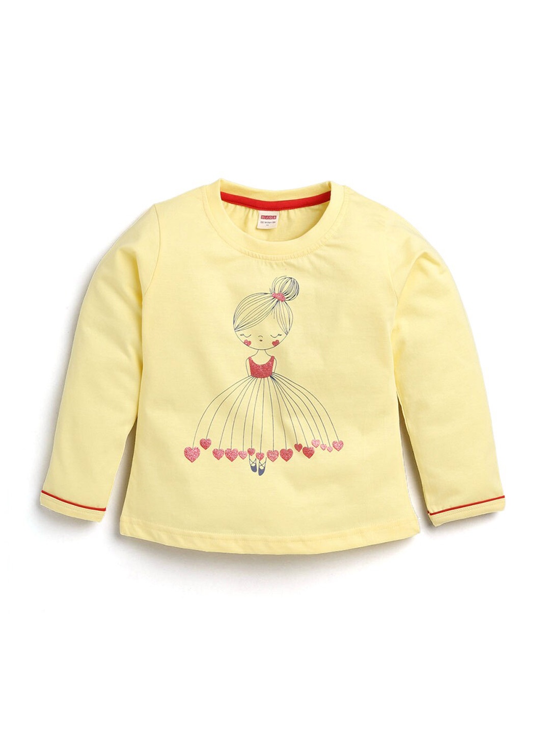 

Hopscotch Girls Yellow Drop-Shoulder Sleeves T-shirt