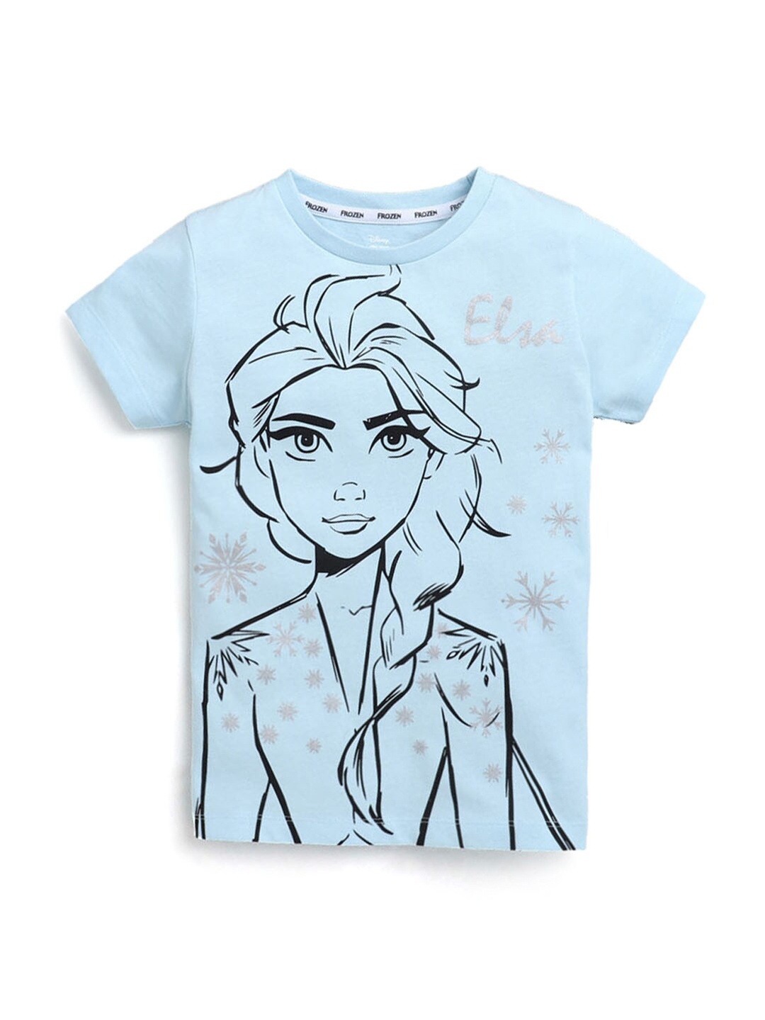 

Hopscotch Girls Blue Printed Extended Sleeves Applique T-shirt 100% Cotton
