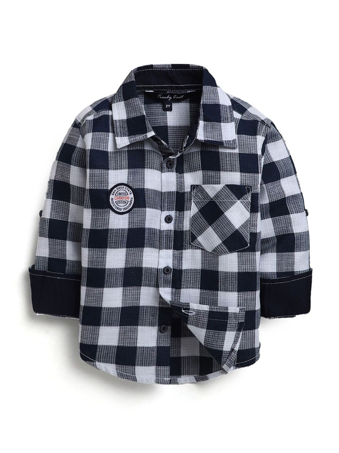 

Hopscotch Boys Navy Blue Checked Casual Shirt