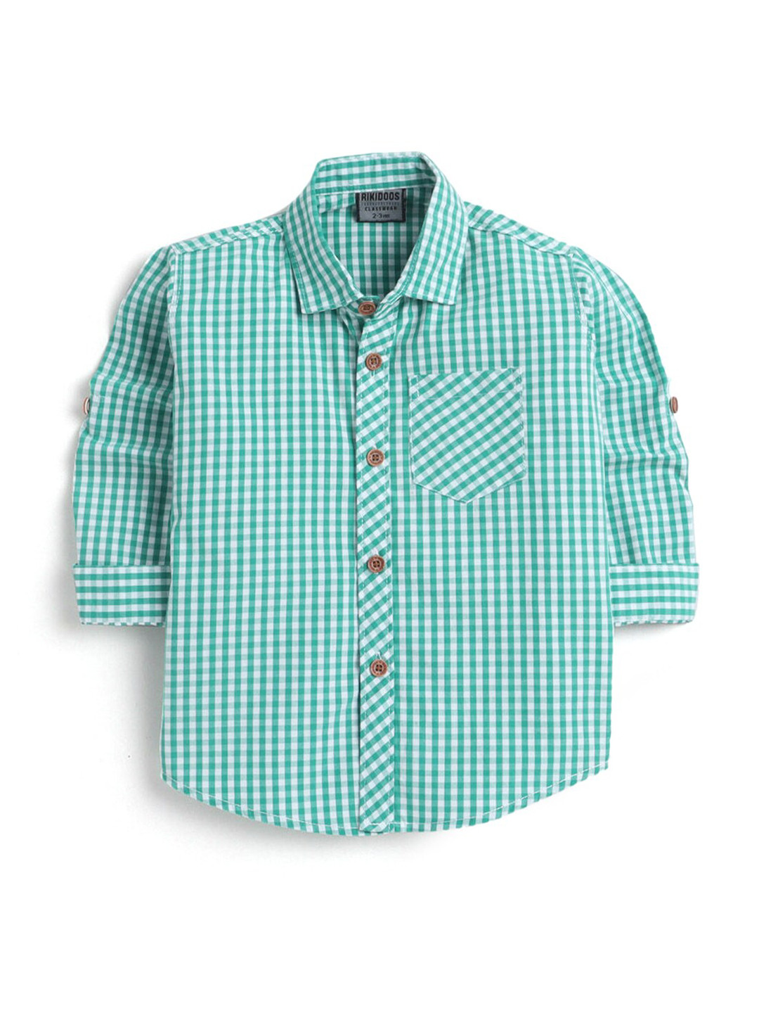 

Hopscotch Boys Green Gingham Checked Casual Shirt