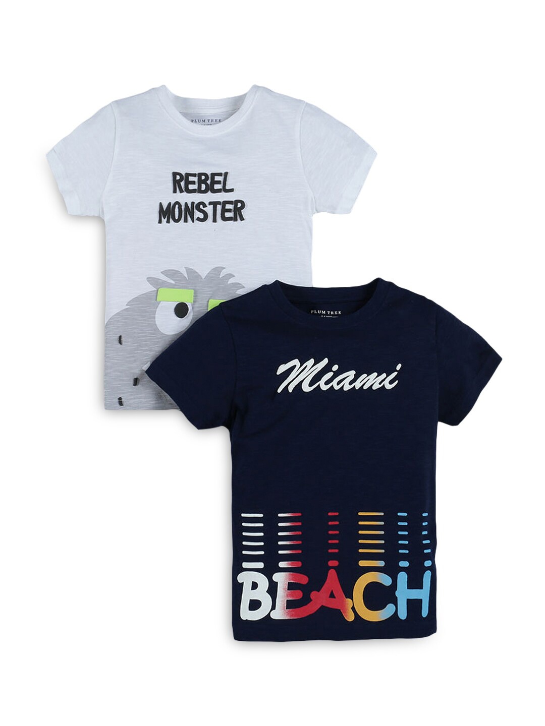 

Hopscotch Boys Set Of 2 Black & White Printed T-shirt
