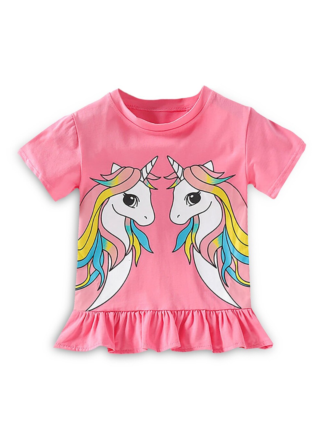 

Hopscotch Girls Pink & White Printed T-shirt