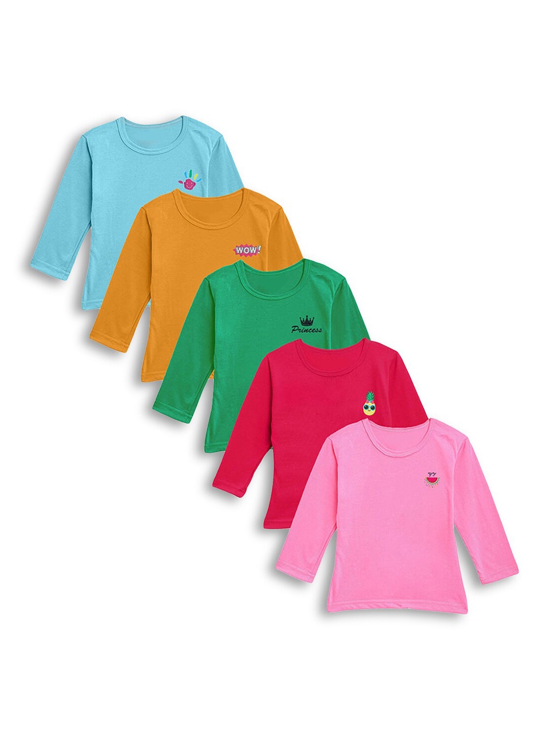 

Hopscotch Girls Pack Of 5 Solid T-shirt, Pink