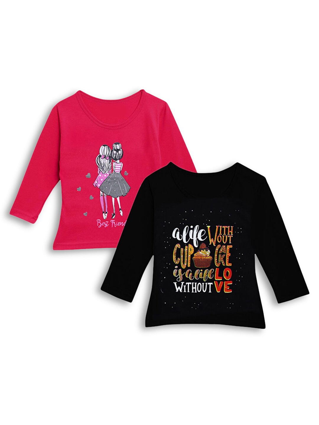 

Hopscotch Girls Set of 2 Printed Cotton T-shirt, Multi
