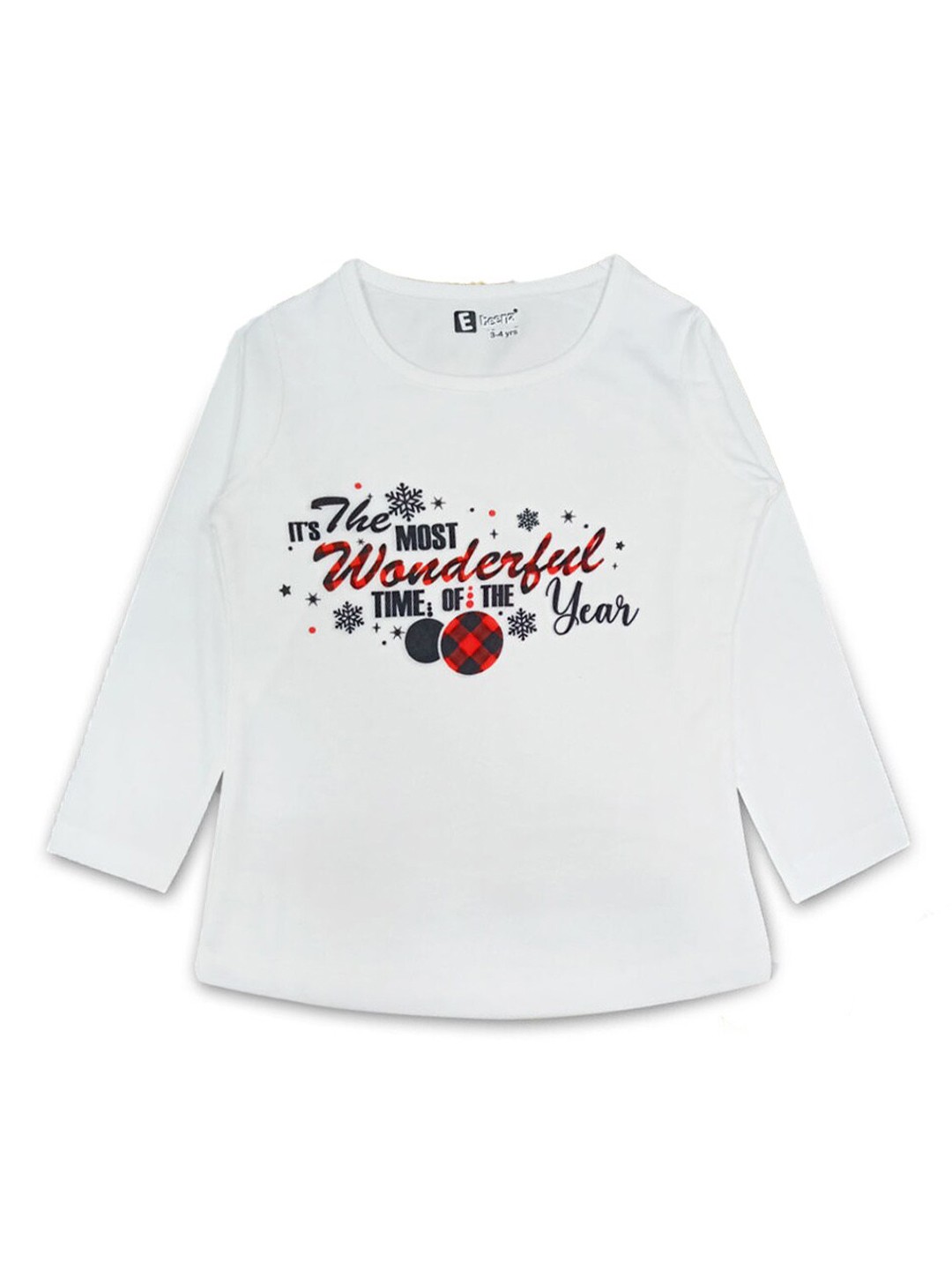 

Hopscotch Girls White Typography Printed Applique T-shirt