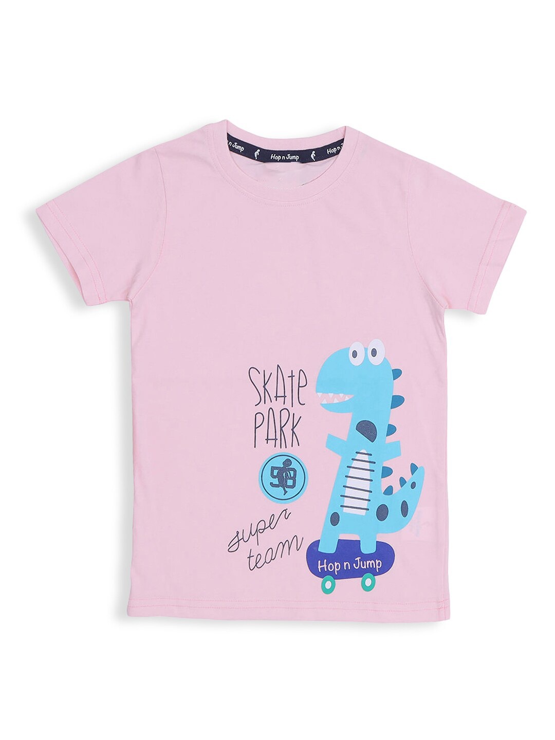 

Hopscotch Boys Pink Printed Cotton T-shirt