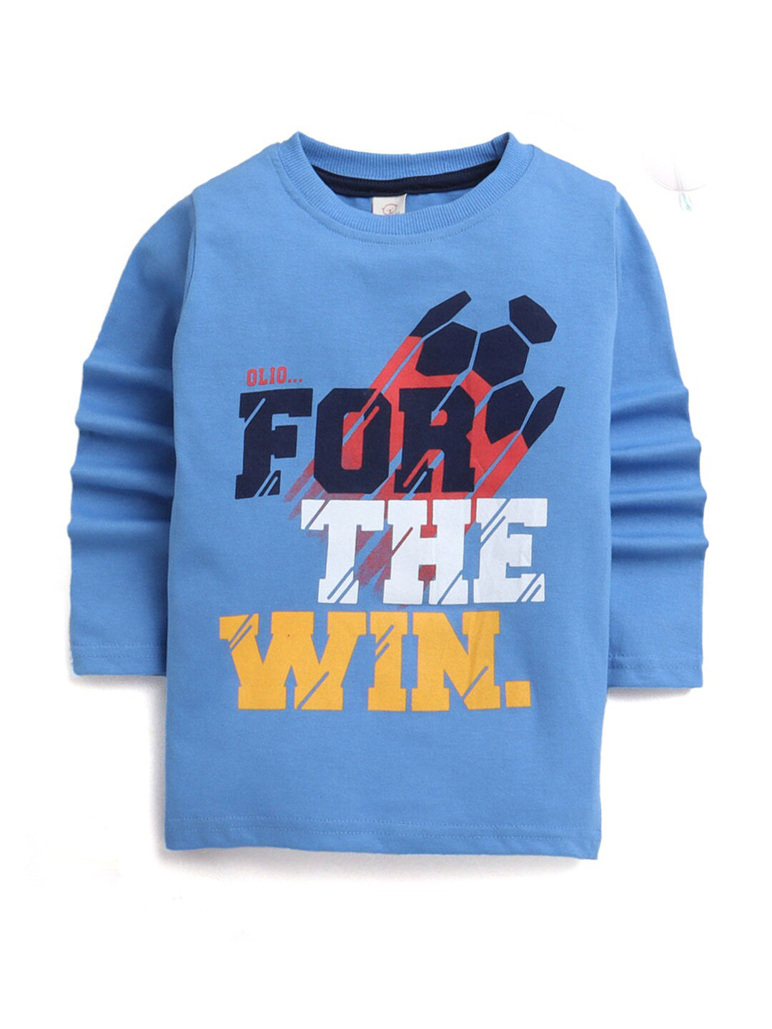 

Hopscotch Boys Turquoise Blue Typography Printed Cotton T-shirt