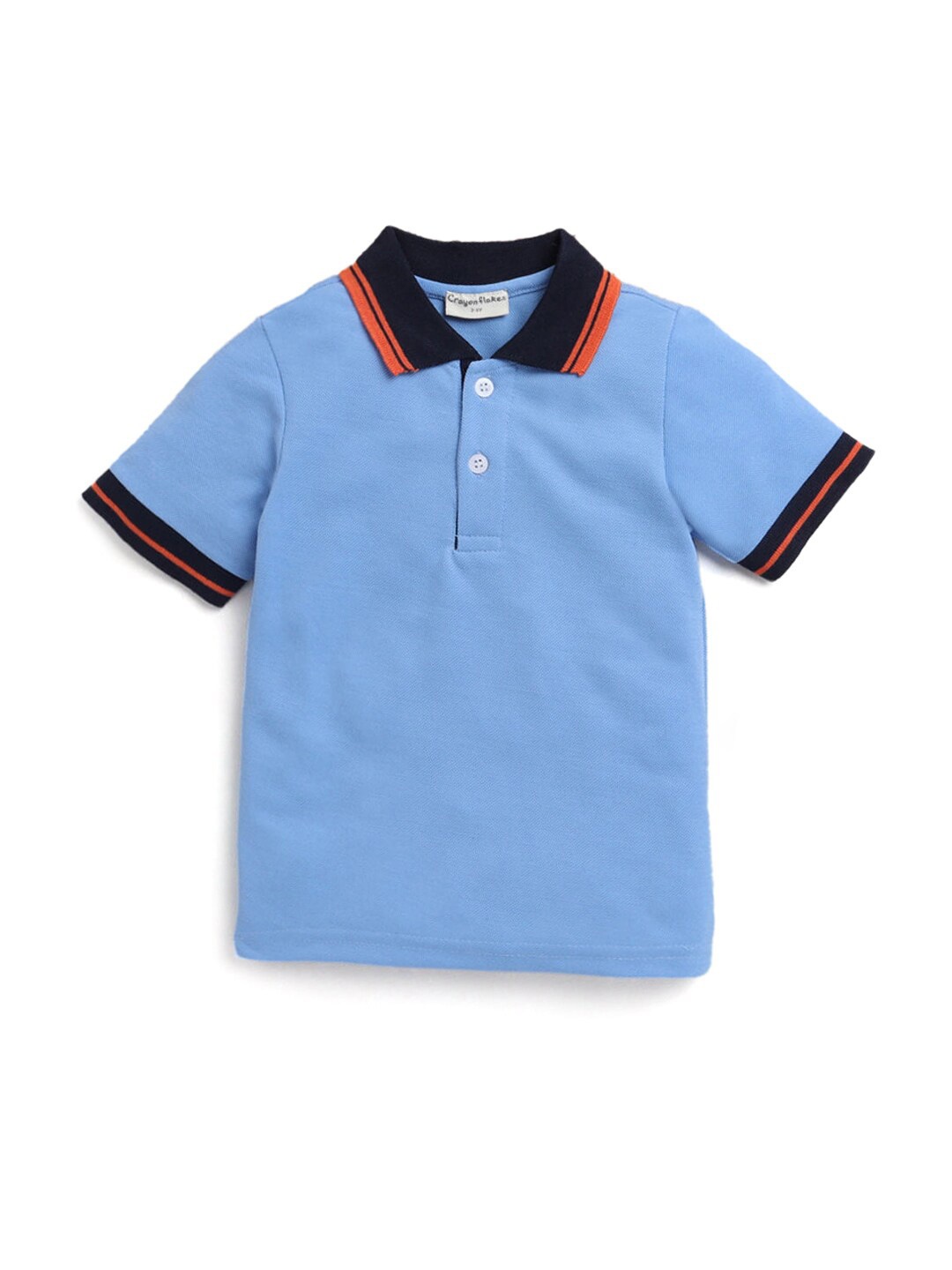 

Hopscotch Boys Blue Solid Polo Collar T-shirt