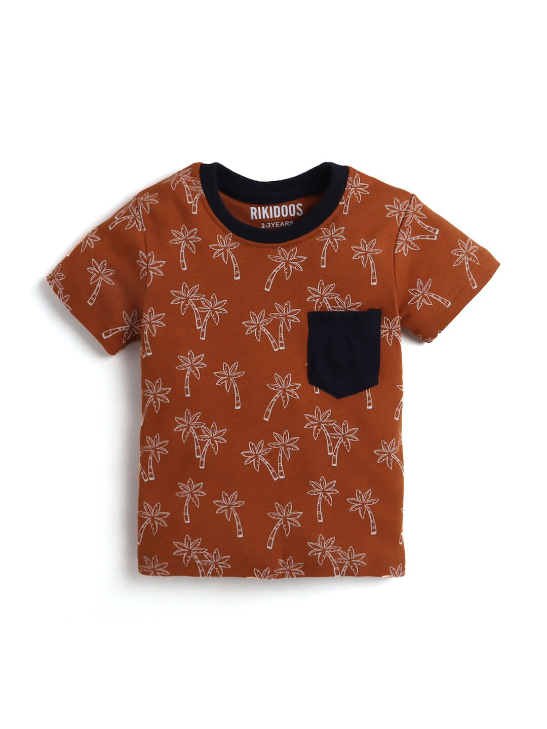 

Hopscotch Boys Brown Printed Relaxed Fit T-shirt