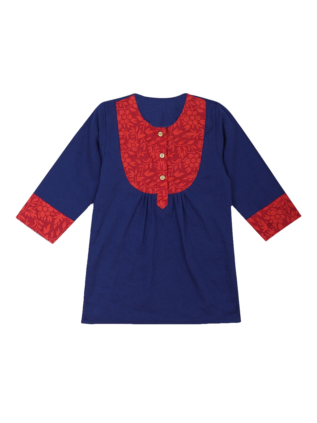 

Hopscotch Girls Blue Yoke Design Kurta