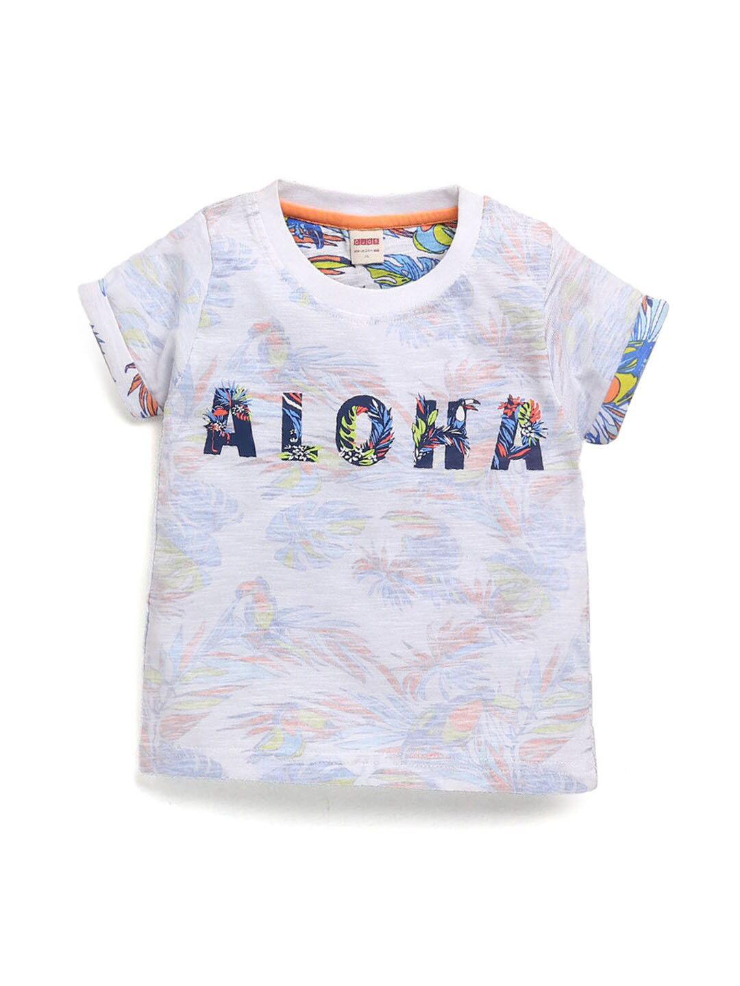 

Hopscotch Boys White Tropical Printed T-shirt