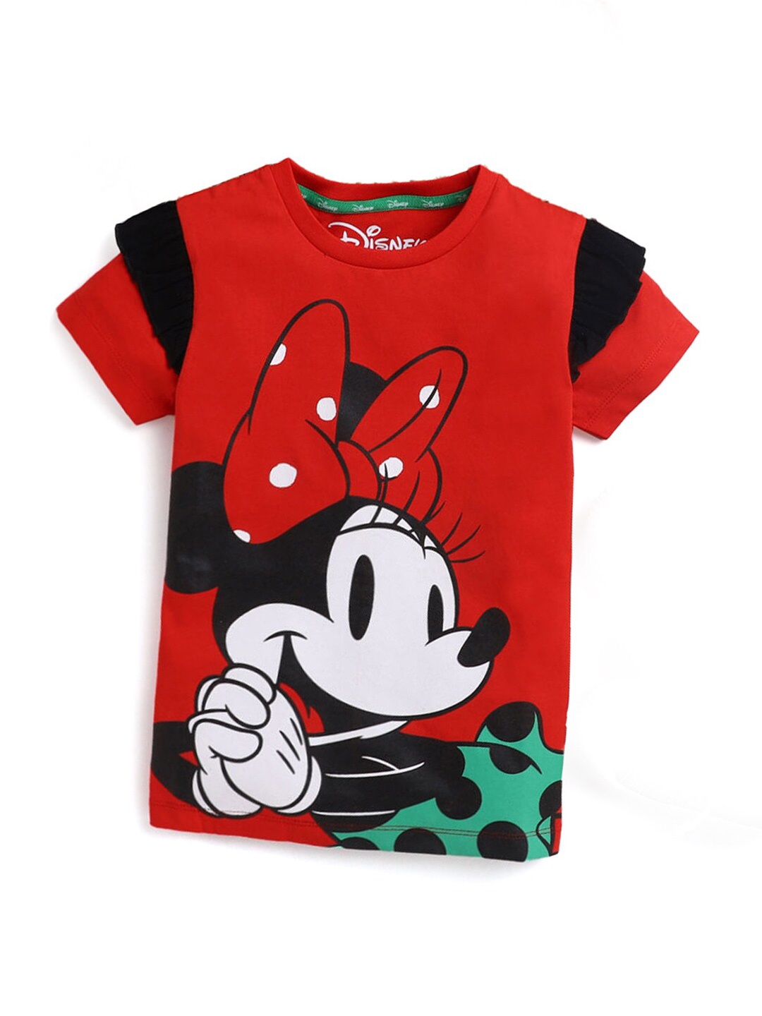 

Hopscotch Girls Red Minnie Mouse Printed T-shirt