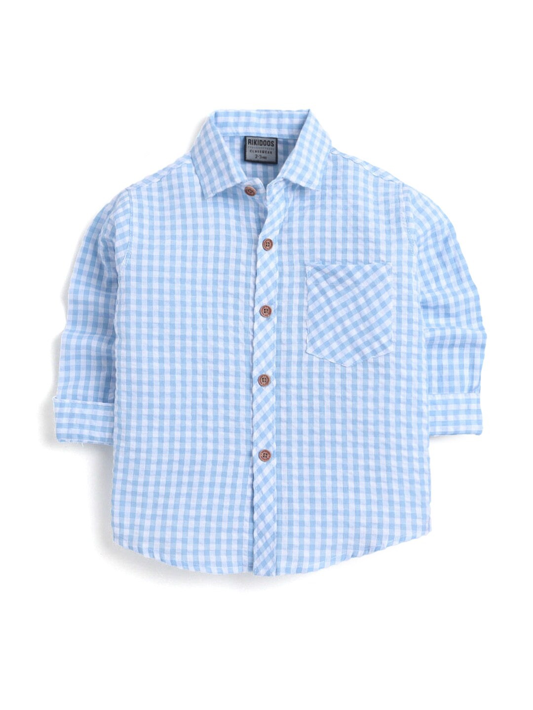 

Hopscotch Boys Blue Gingham Checks Casual Shirt