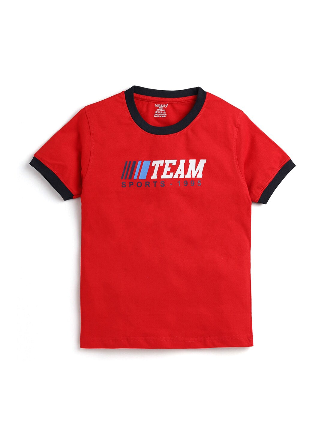 

Hopscotch Boys Red Typography Printed Cotton T-shirt
