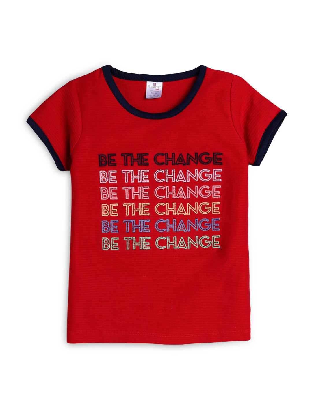 

Hopscotch Girls Red Typography Printed T-shirt