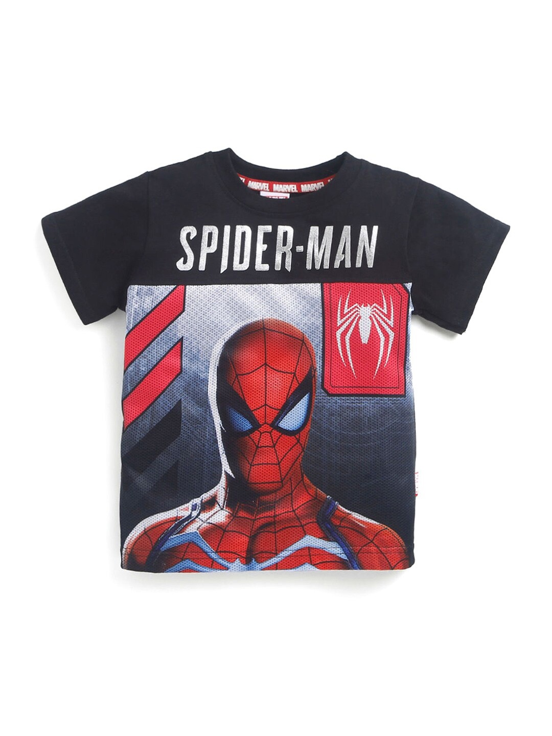

Hopscotch Boys Black Spider-Man Printed T-shirt
