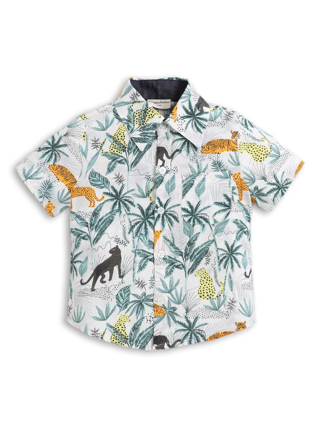 

Hopscotch Boys Off White Floral Printed Cotton Casual Shirt