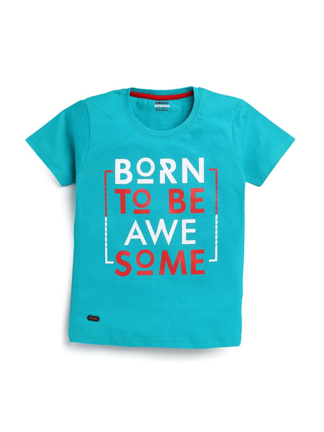 

Hopscotch Boys Sea Green Typography Printed T-shirt