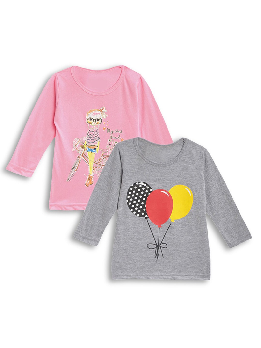 

Hopscotch Girls Pack Of 2 Printed T-shirt, Pink