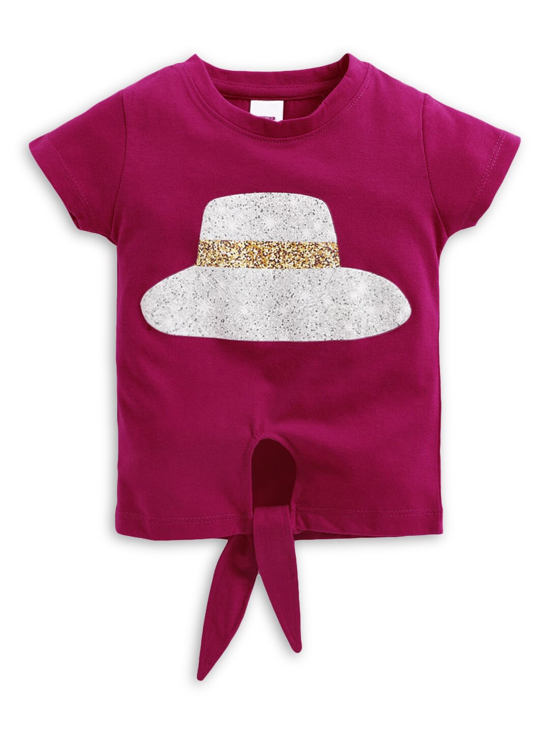 

Hopscotch Girls Fuchsia Embellished Relaxed Fit T-shirt