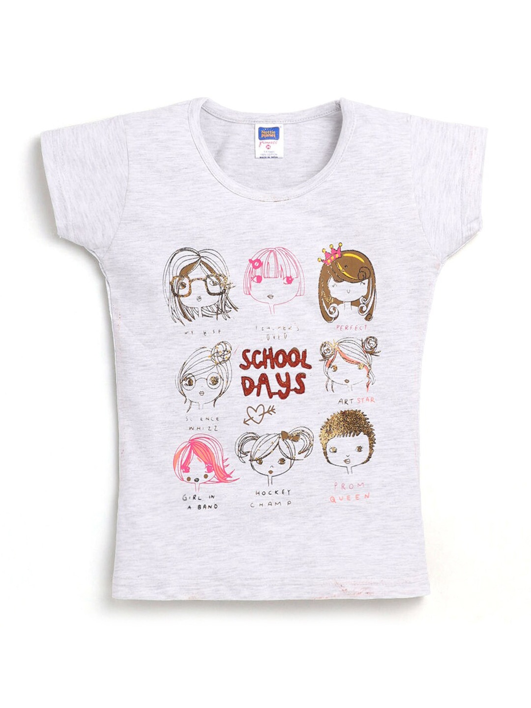 

Hopscotch Girls Off White Printed T-shirt