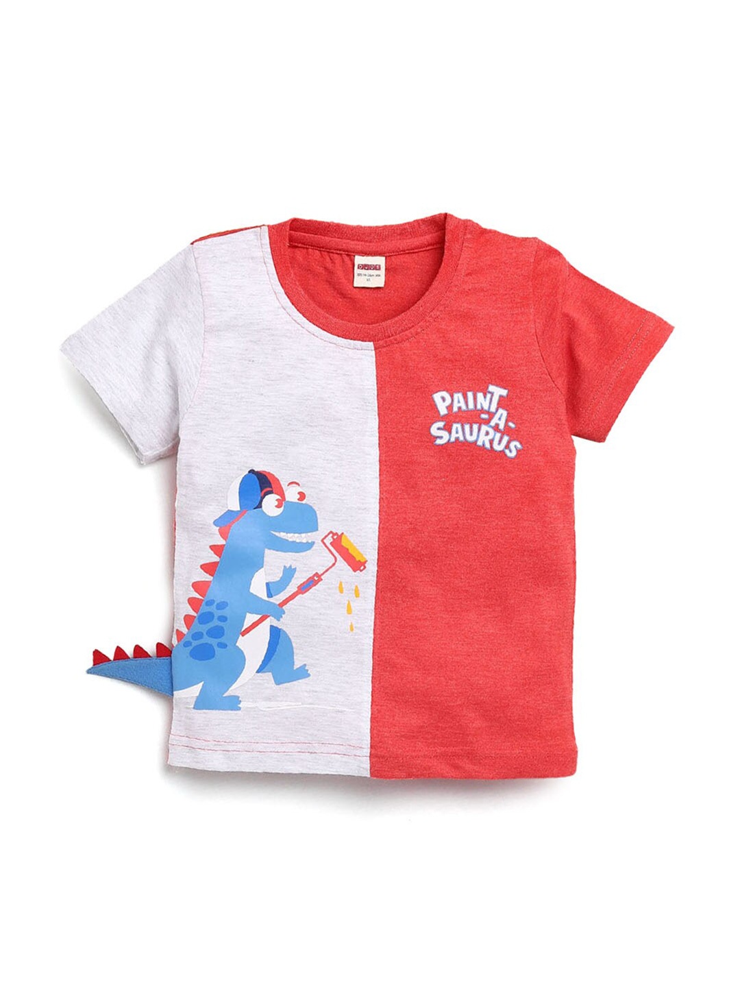 

Hopscotch Boys Red & White Colourblocked Applique T-shirt