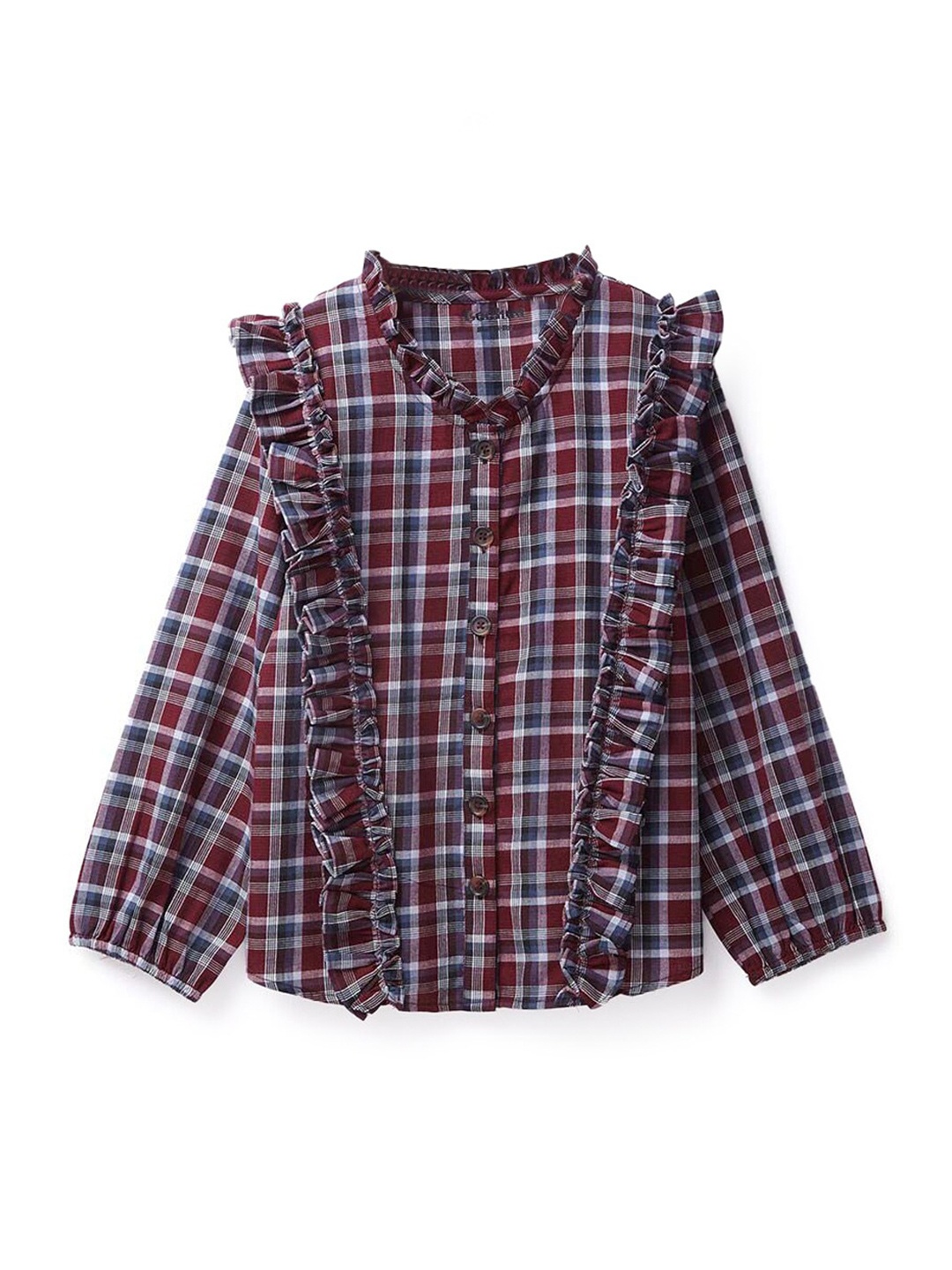 

Hopscotch Blue Checked Shirt Style Top