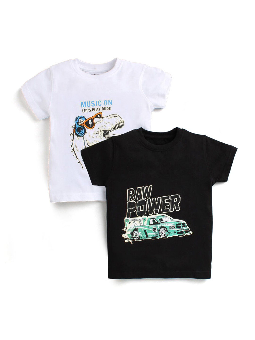 

Hopscotch Boys Pack of 2 Graphic Printed T-shirts, White