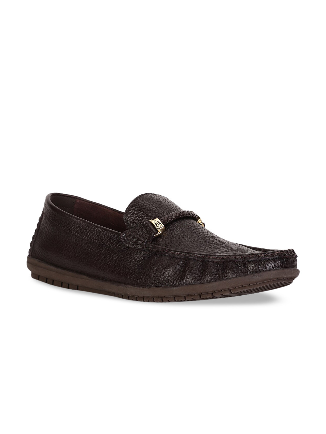 

Hush Puppies Men Brown Textured Leather Loafers