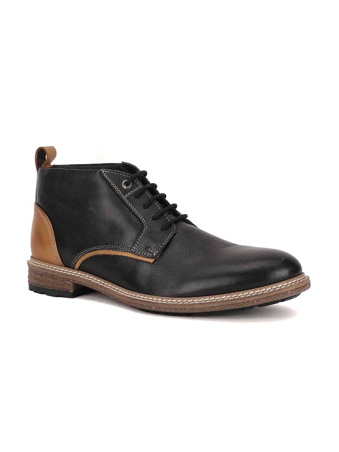 

Hush Puppies Men Black Colourblocked Leather Derbys
