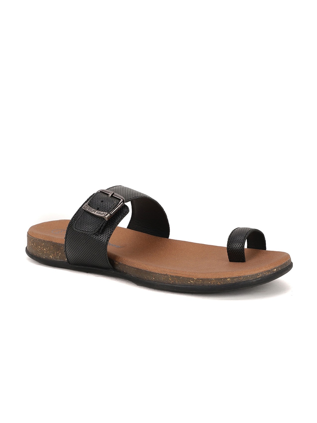 

Hush Puppies Men Brown & Black Leather Comfort Sandals