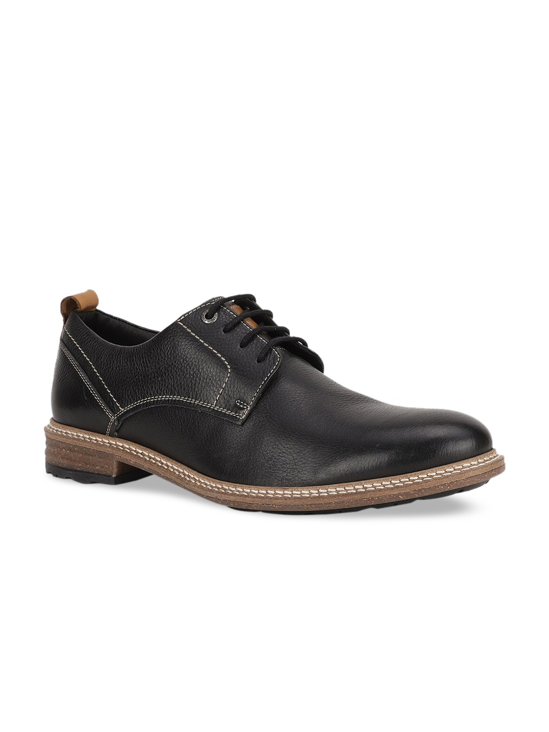 

Hush Puppies Men Black Textured Leather Derbys