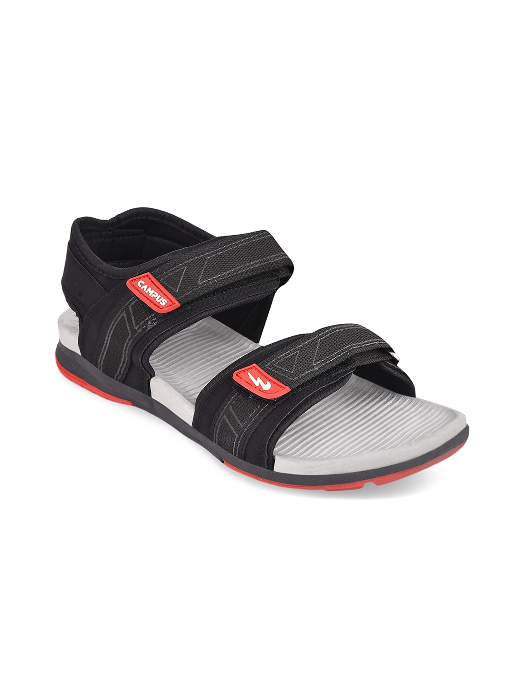 

Campus Men Black & Grey Solid Sports Sandals