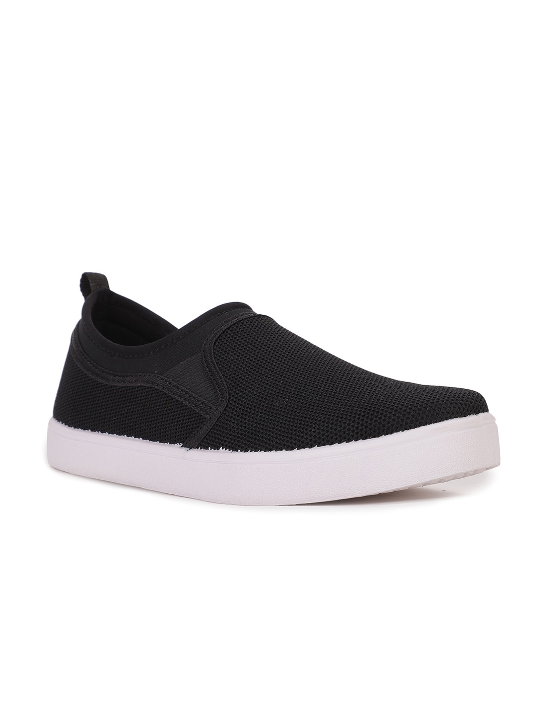 

Bata Men Black Woven Design Slip-On Sneakers