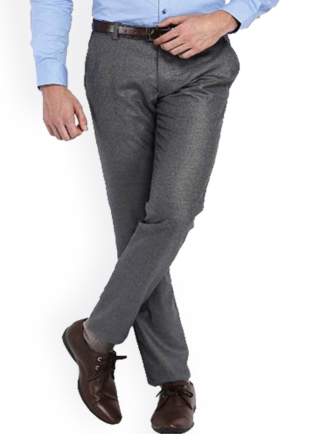 

AD & AV Men Grey Classic Easy Wash Formal Trousers