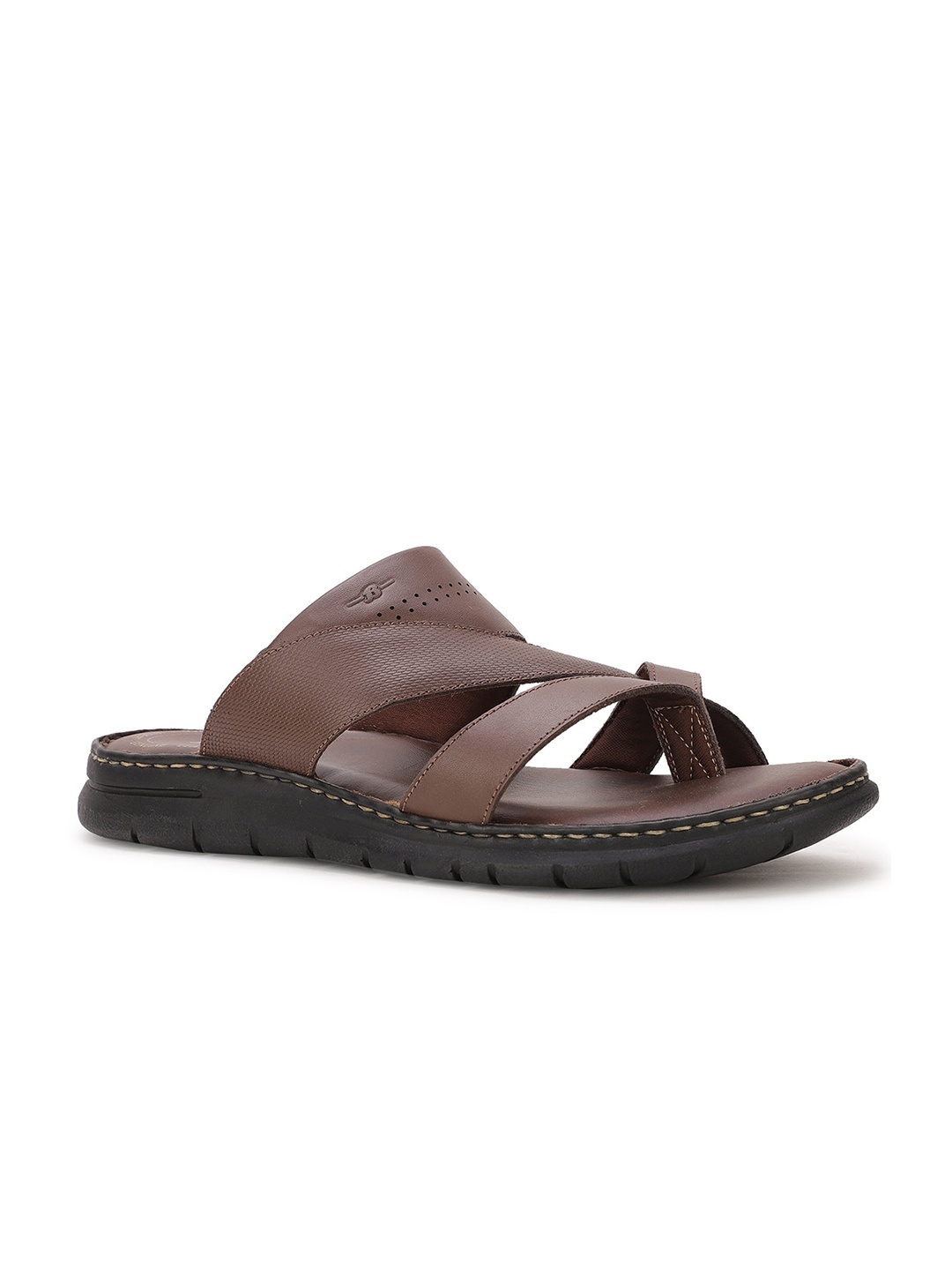 

Bata Men Brown Solid Leather Comfort Sandals