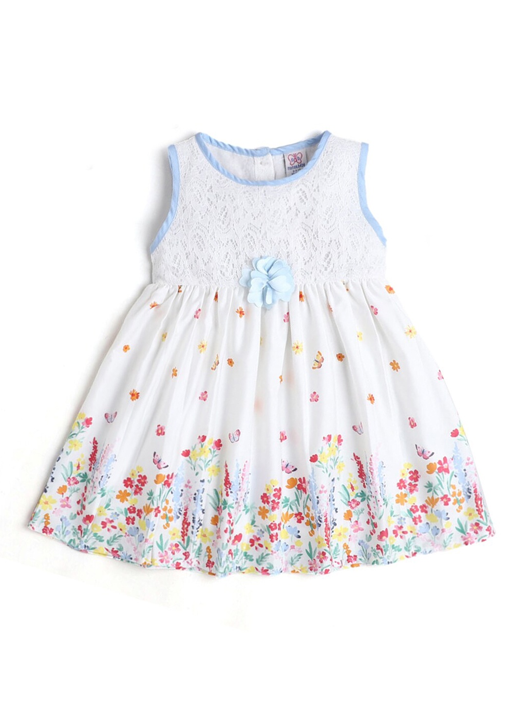 

Hopscotch Girls White Floral Printed Cotton Dress