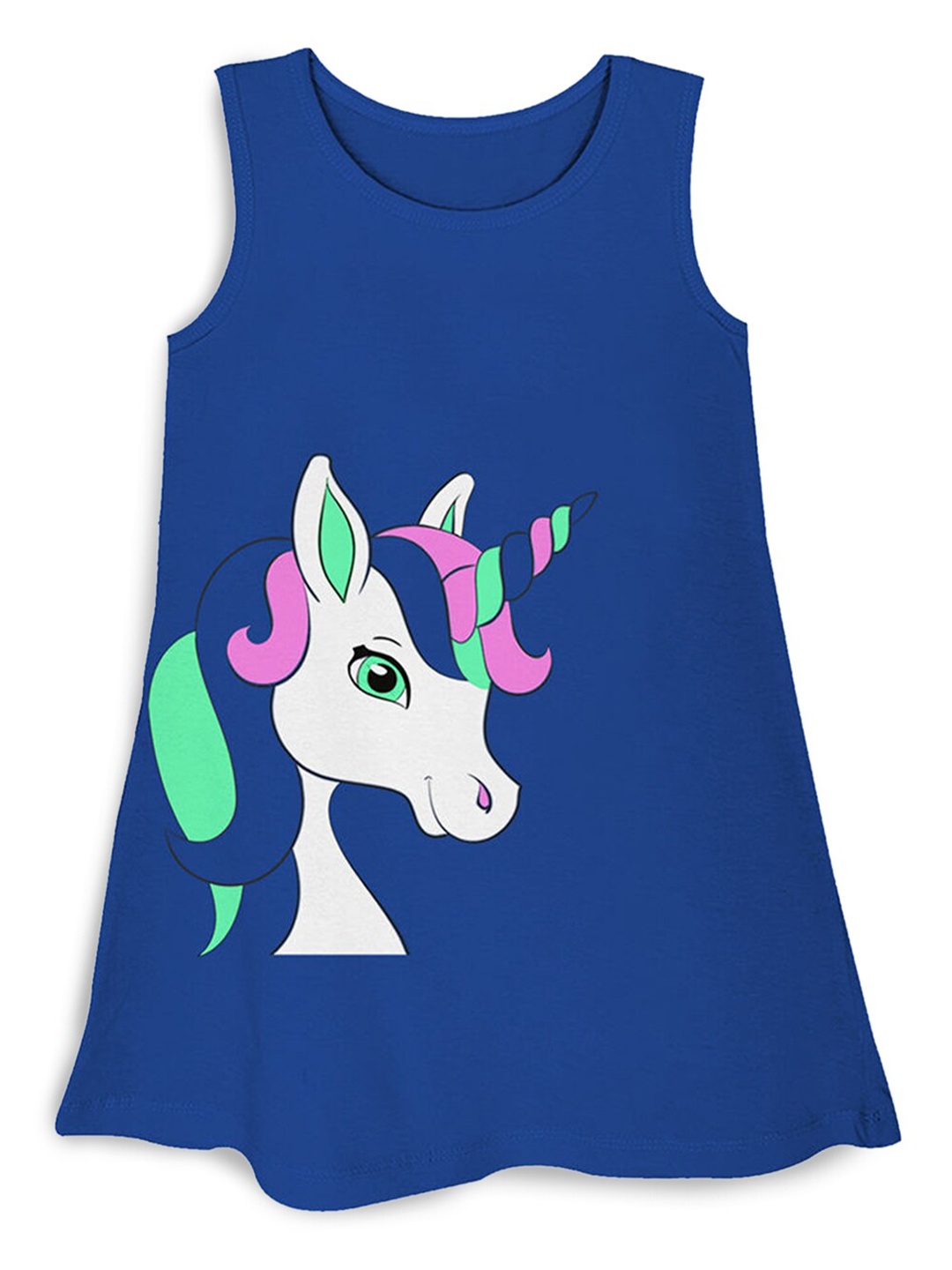 

Hopscotch Girls Navy Blue Printed Cotton T-shirt Dress