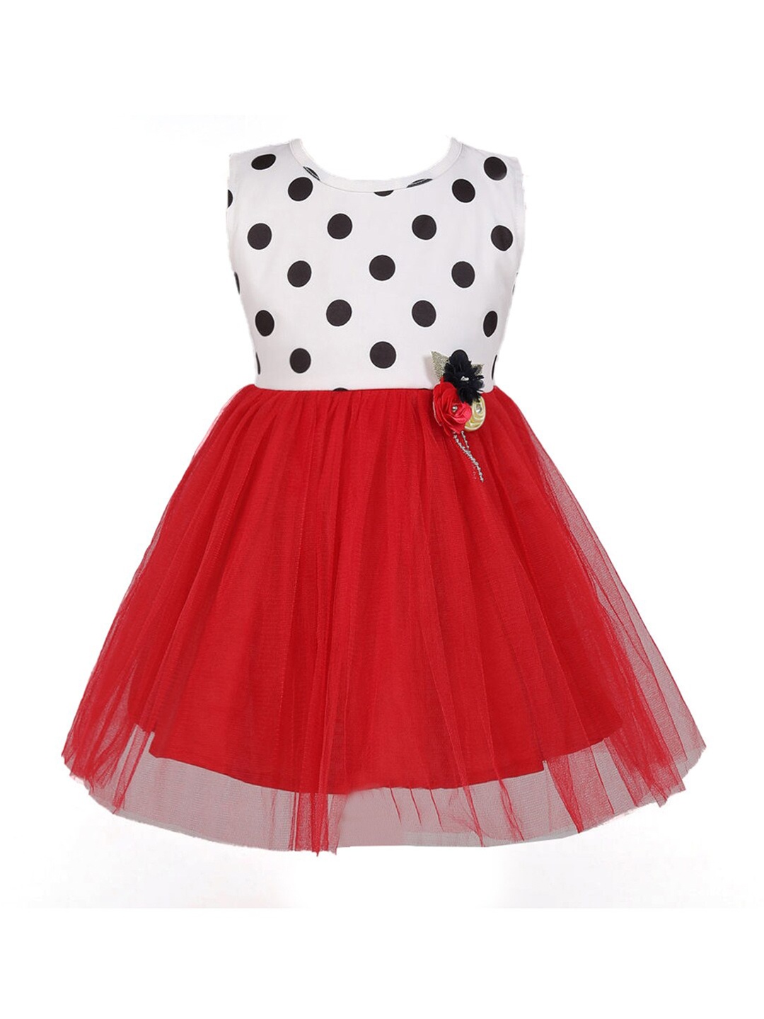 

Hopscotch Girls Red & White Polka Dot Net Dress