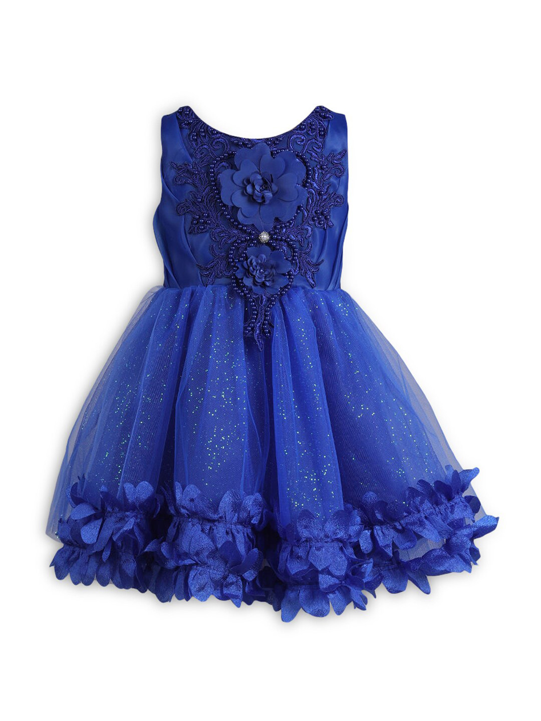 

Hopscotch Girls Blue Floral Embellished Party Dress