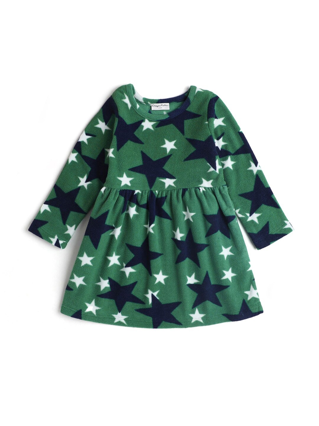 

Hopscotch Girls Green & Blue Printed A-Line Dress