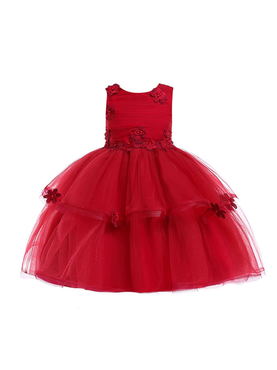 

Hopscotch Girls Red Floral Layered Dress