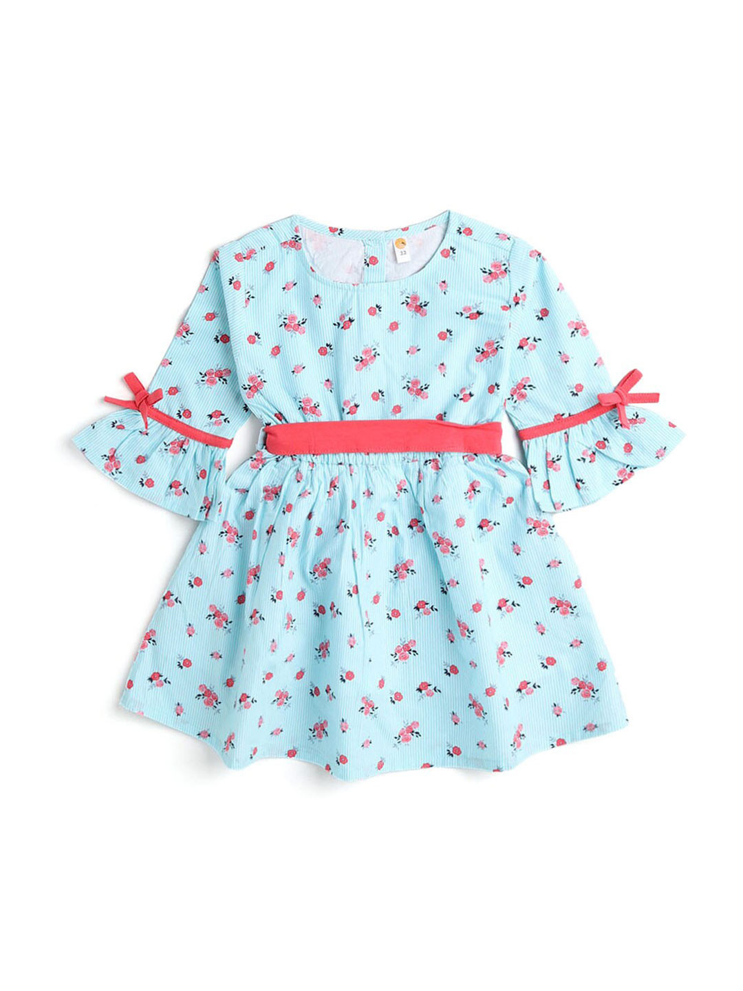 

Hopscotch Girls Blue Floral Printed Cotton Fit & Flare Dress