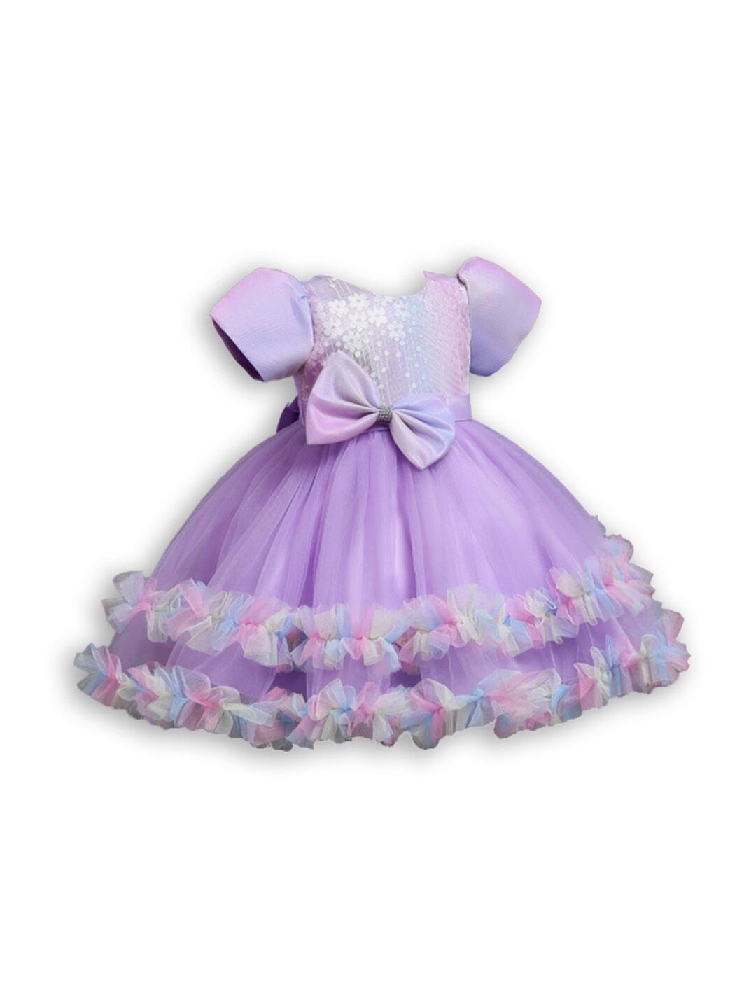 

Hopscotch Girls Purple Embellished Embroidered Sequined Dress